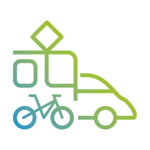 Das Bild zeigt ein Symbol verschiedener Verkehrsmittel.